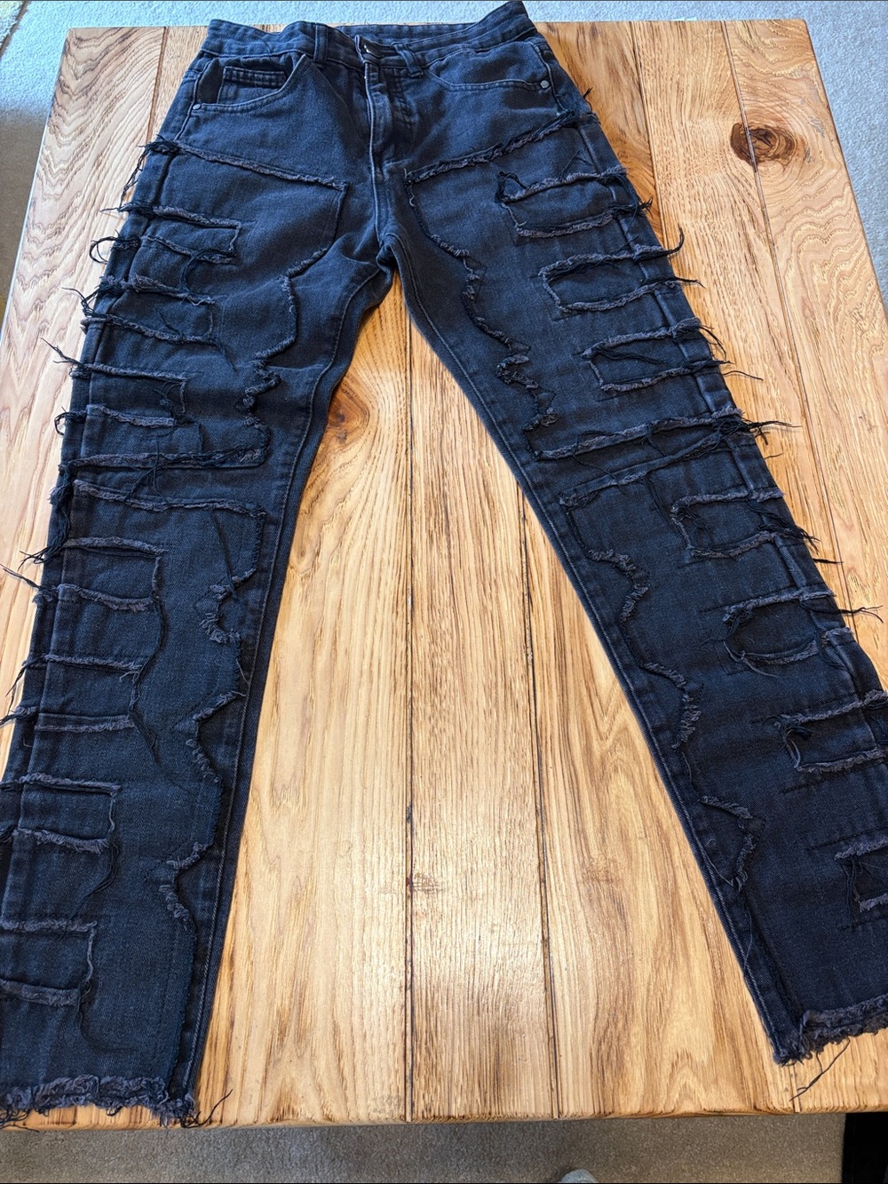 Black Distressed Cut-Out Jeans